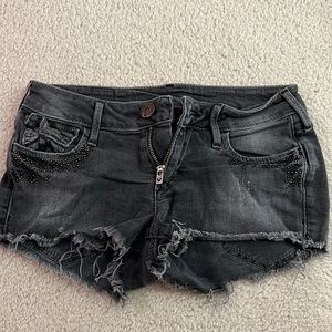 True Religion Faded Black Denim Shorts